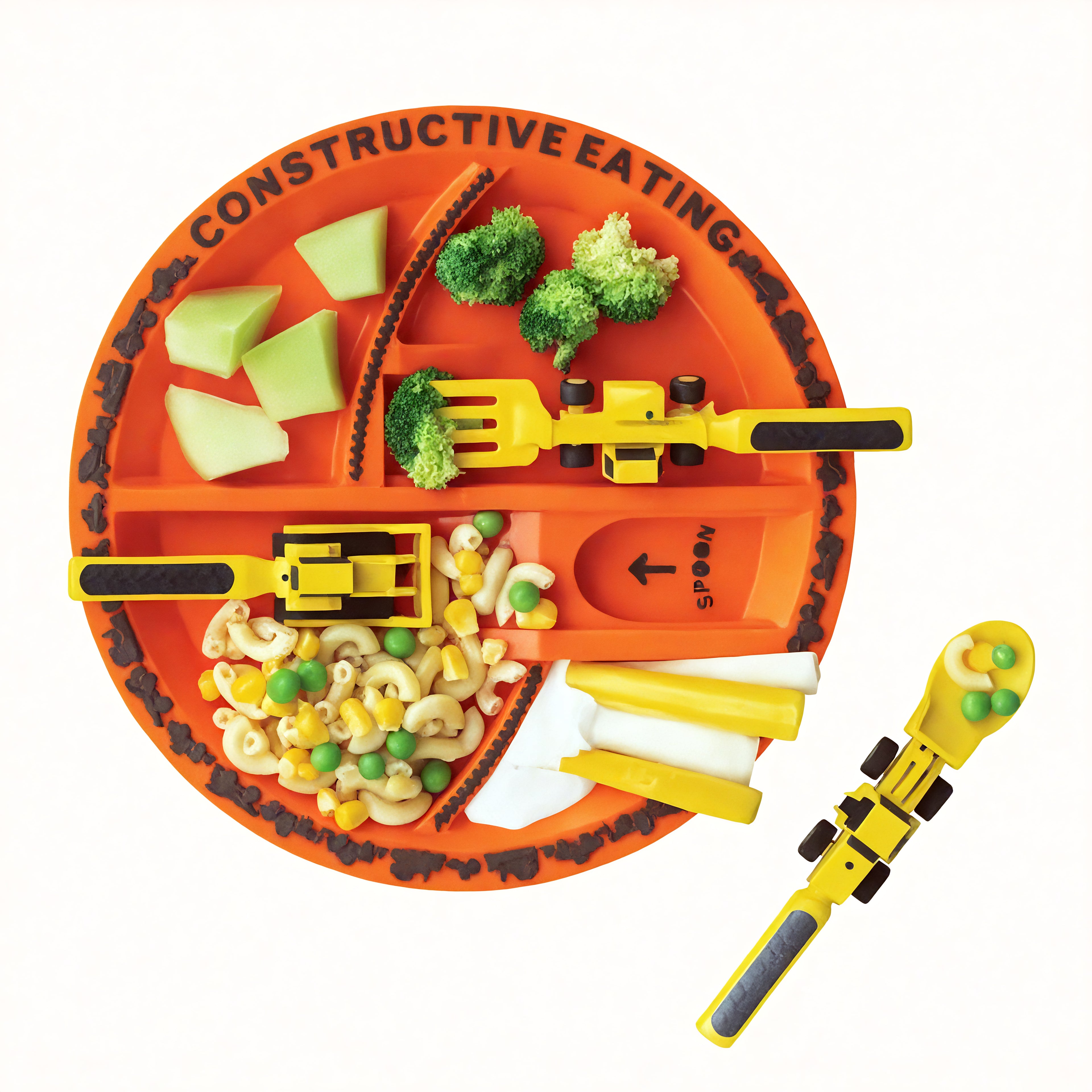 Construction Themed Plate and Utensils Set